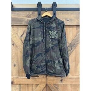 Full Throttle Y2K Camo Green Windbreaker Jacket Men's Size XL Energy Drink